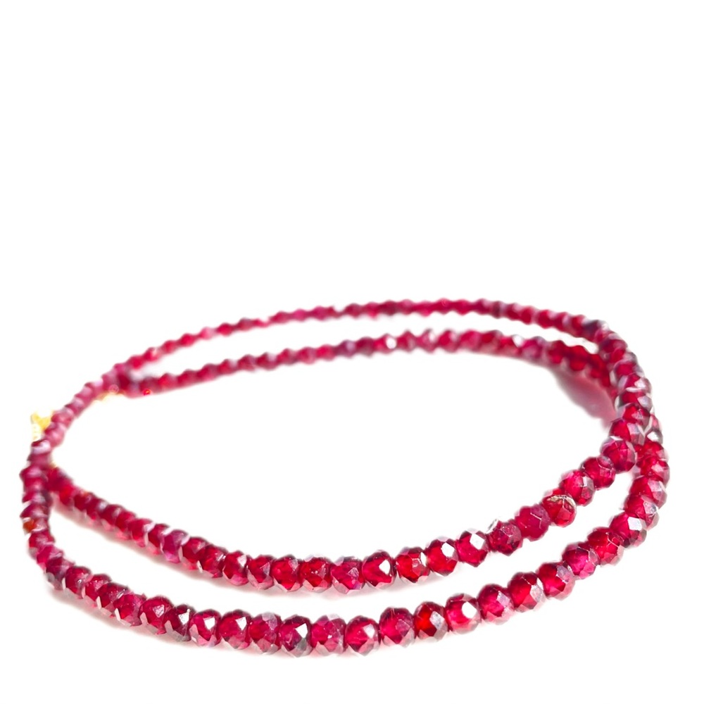 Natural Red Garnet necklace in gold filled - Picture 3 of 7